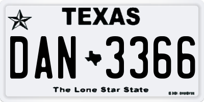 TX license plate DAN3366