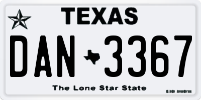 TX license plate DAN3367