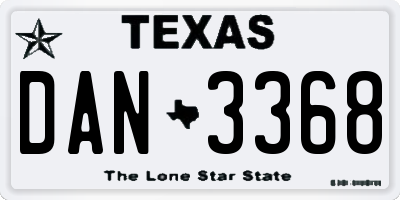 TX license plate DAN3368