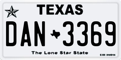 TX license plate DAN3369