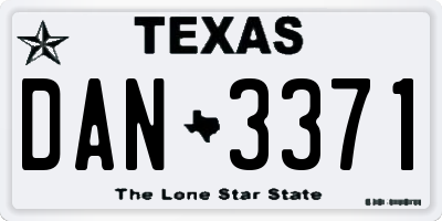 TX license plate DAN3371