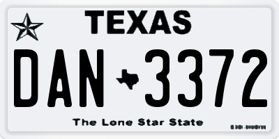 TX license plate DAN3372