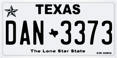 TX license plate DAN3373