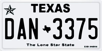 TX license plate DAN3375