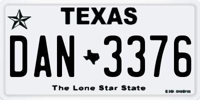 TX license plate DAN3376