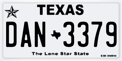 TX license plate DAN3379