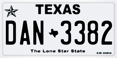 TX license plate DAN3382