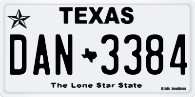 TX license plate DAN3384