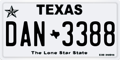 TX license plate DAN3388