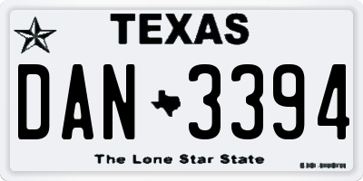 TX license plate DAN3394