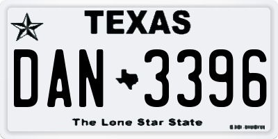 TX license plate DAN3396