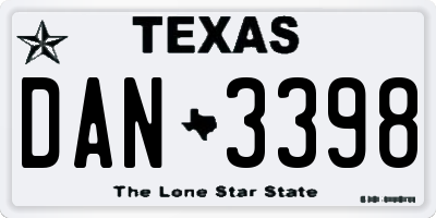 TX license plate DAN3398