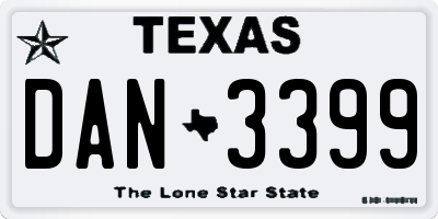 TX license plate DAN3399