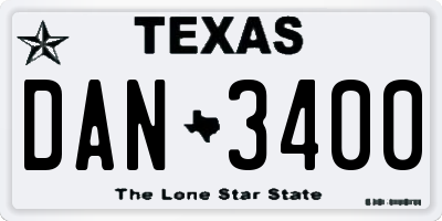 TX license plate DAN3400