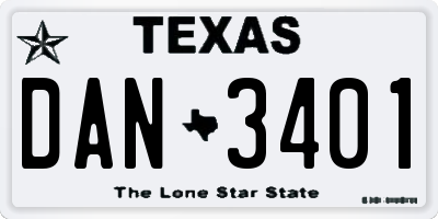 TX license plate DAN3401
