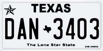 TX license plate DAN3403