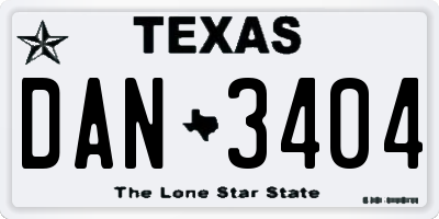 TX license plate DAN3404