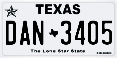 TX license plate DAN3405
