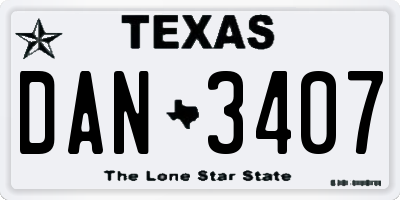 TX license plate DAN3407