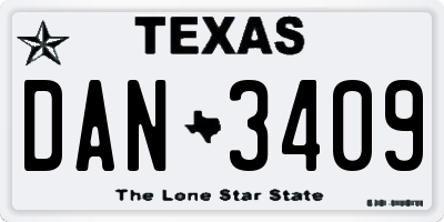 TX license plate DAN3409