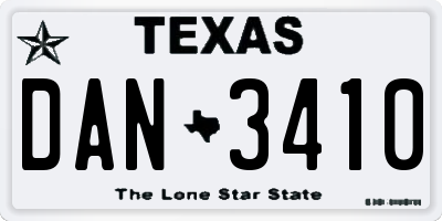 TX license plate DAN3410