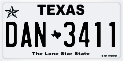 TX license plate DAN3411