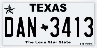 TX license plate DAN3413