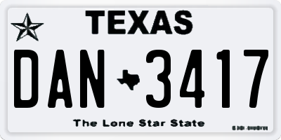 TX license plate DAN3417