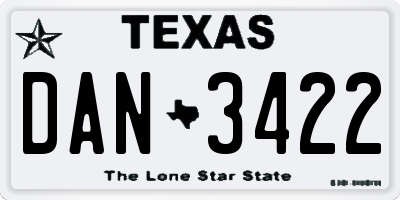 TX license plate DAN3422