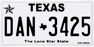 TX license plate DAN3425