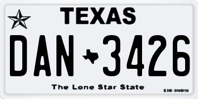 TX license plate DAN3426