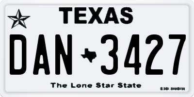 TX license plate DAN3427