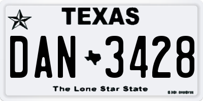 TX license plate DAN3428