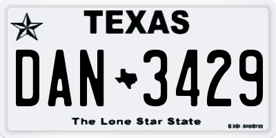 TX license plate DAN3429