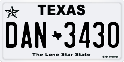 TX license plate DAN3430
