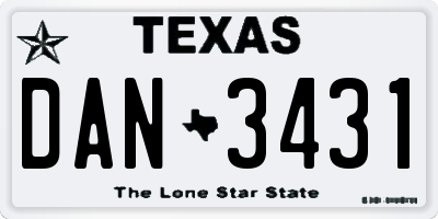 TX license plate DAN3431