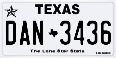 TX license plate DAN3436