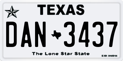 TX license plate DAN3437