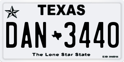 TX license plate DAN3440