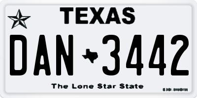 TX license plate DAN3442