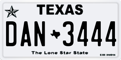 TX license plate DAN3444