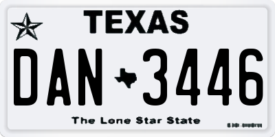TX license plate DAN3446