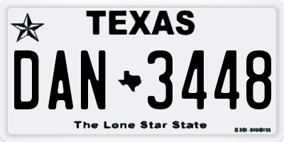 TX license plate DAN3448