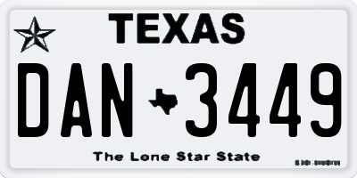 TX license plate DAN3449