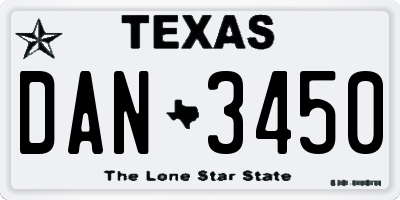TX license plate DAN3450