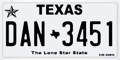 TX license plate DAN3451