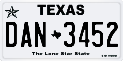 TX license plate DAN3452