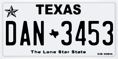 TX license plate DAN3453