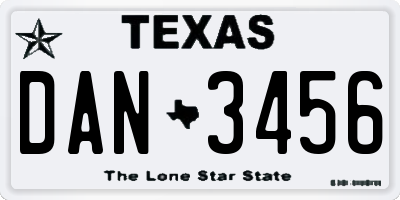 TX license plate DAN3456
