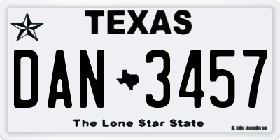 TX license plate DAN3457